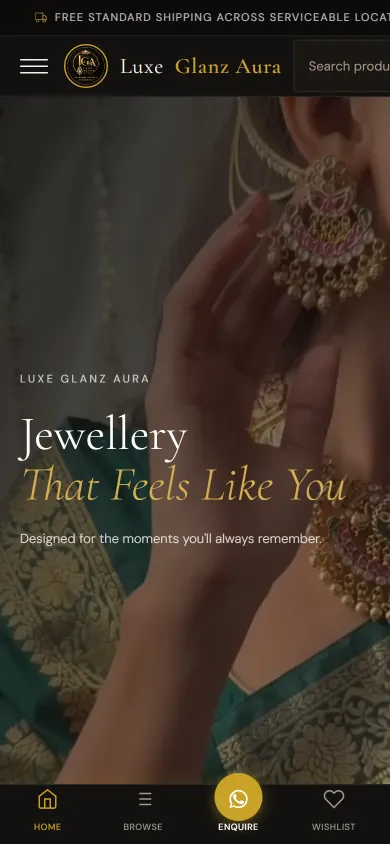 Luxe Glanz Aura store on a mobile phone